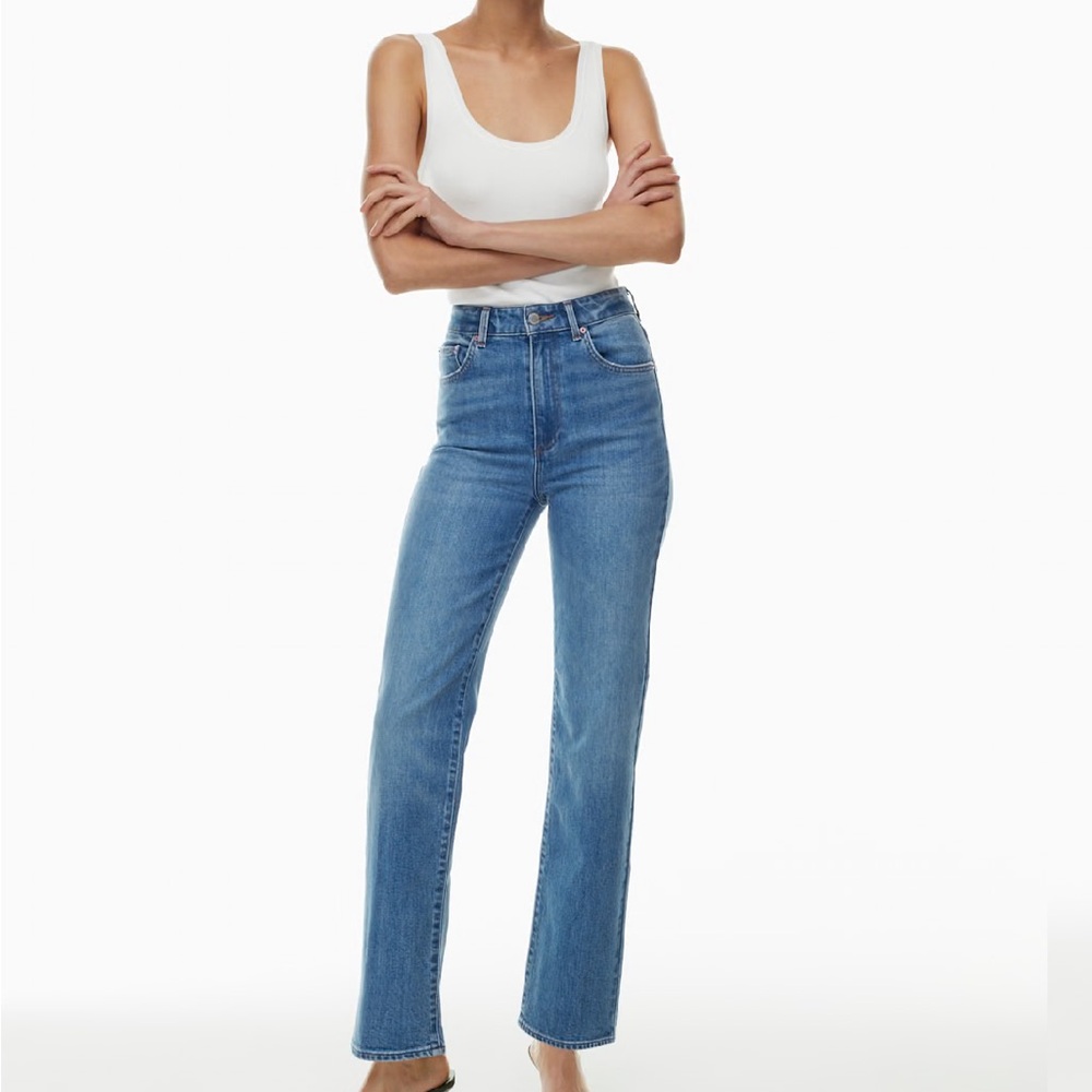 Aritzia High-Rise Straight Jeans in Medium Blue
